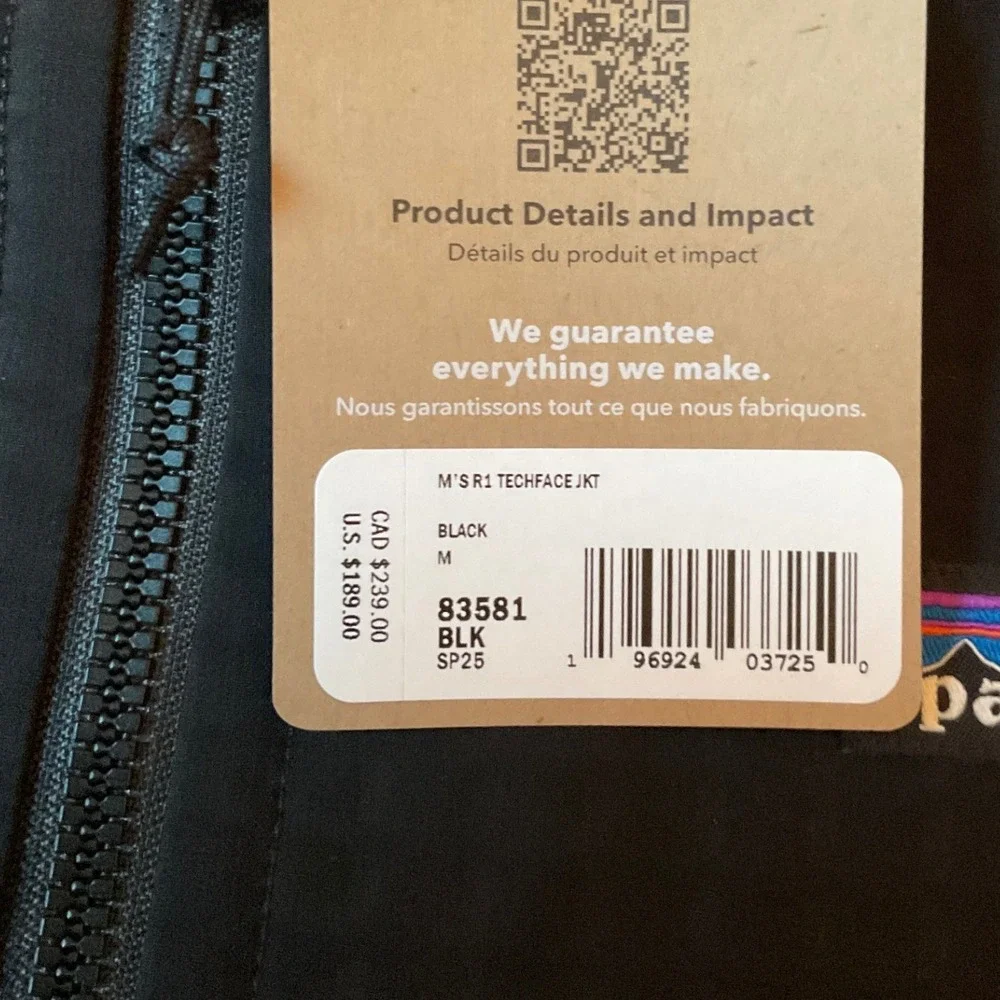 Patagonia‎ R1 TechFace Jacket Black Medium New With Tags_5